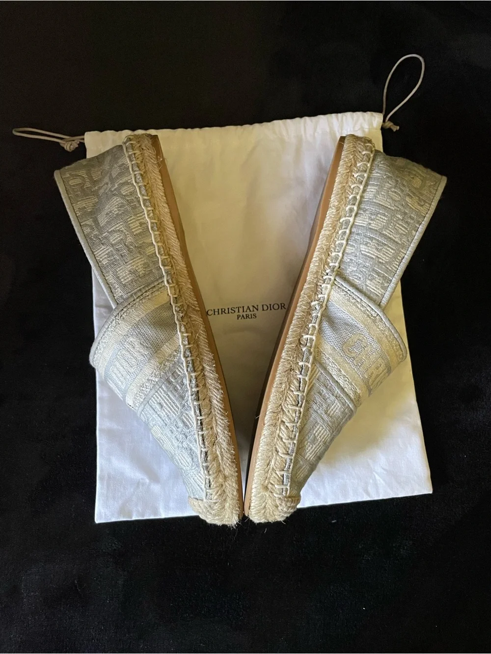 Authentic Christian Dior Gray Logo Espadrilles